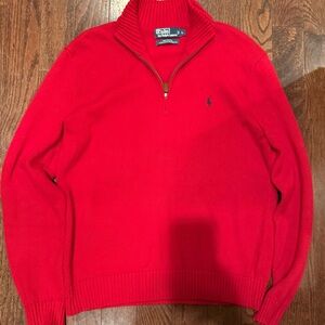 Y2K Ralph Lauren Red Men's Sweater 1/4 zip large